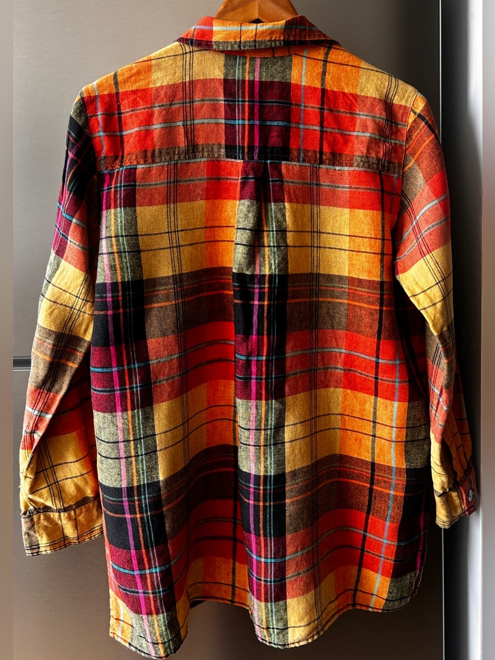 Vintage Chico’s Design 100% Linen Plaid Button Front Shirt Size 1 (M/L) - Picture 4 of 5